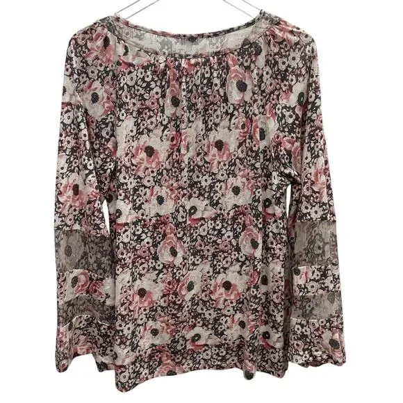 Lucky Brand Women's Printed Woven Mix Peasant Top Size 1X - Picture 9 of 12